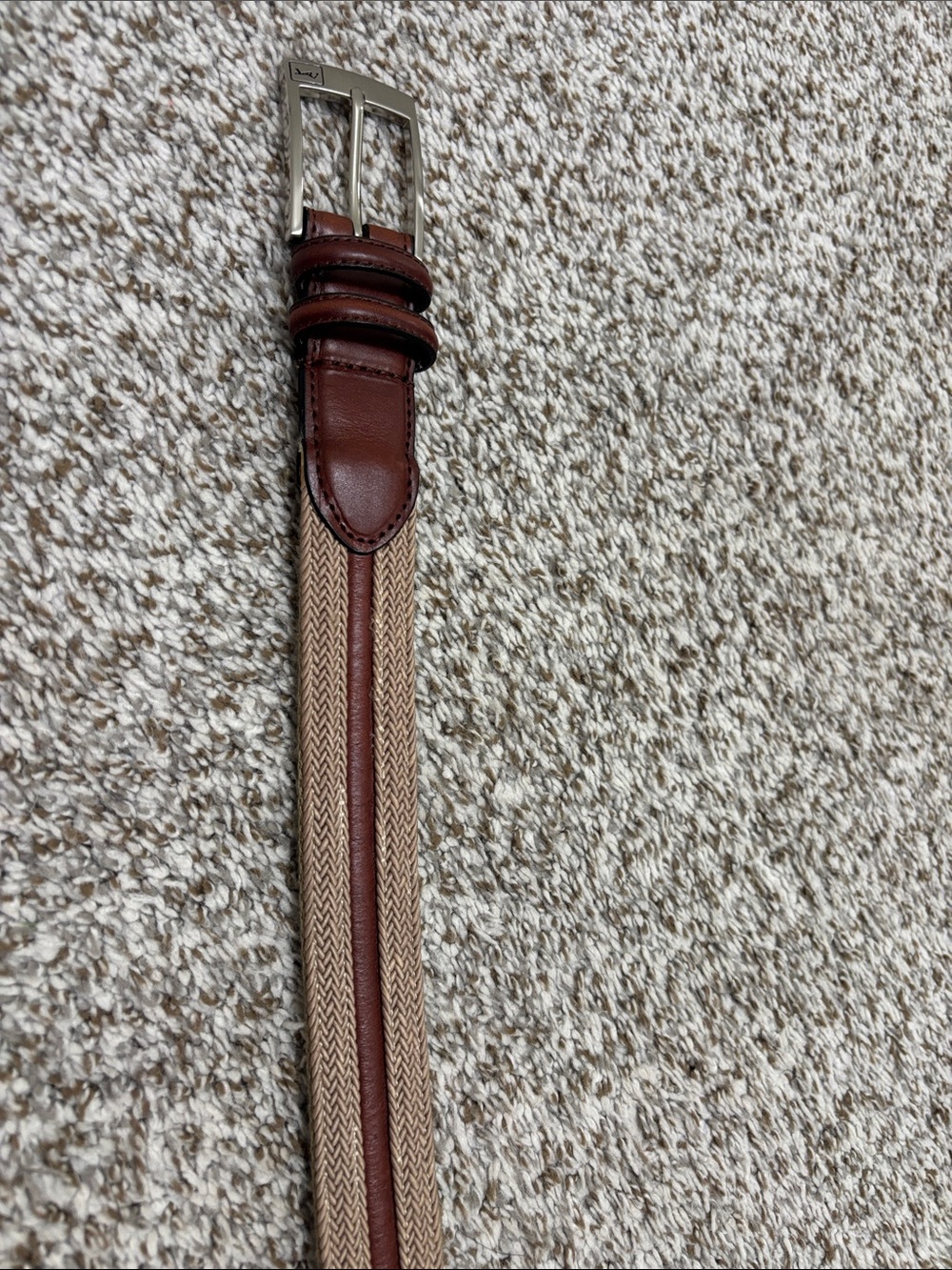 PGA brown leather woven belt